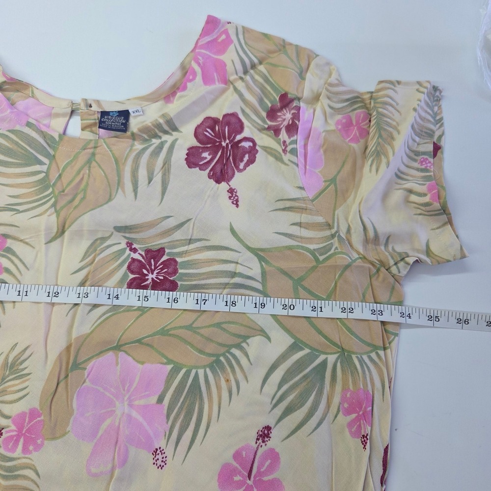 Hibiscus Collection Hawaii Shift Dress Womens XXL Yellow Pink Tropical Rayon - Picture 5 of 7